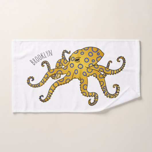 Blue-ringed octopus cartoon illustration badhandtuch set (Handtuch)