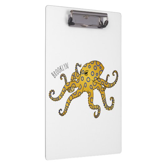 Blue-ringed octopus cartoon illustration klemmbrett (Rechts)