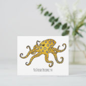 Blue-ringed octopus cartoon illustration postkarte (Stehend Vorderseite)