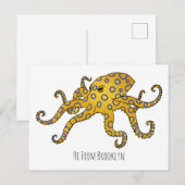 Blue-ringed octopus cartoon illustration postkarte (Vorne/Hinten)