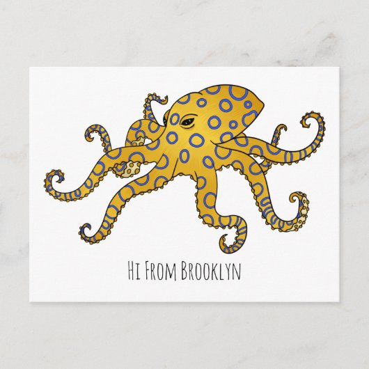 Blue-ringed octopus cartoon illustration postkarte (Vorderseite)