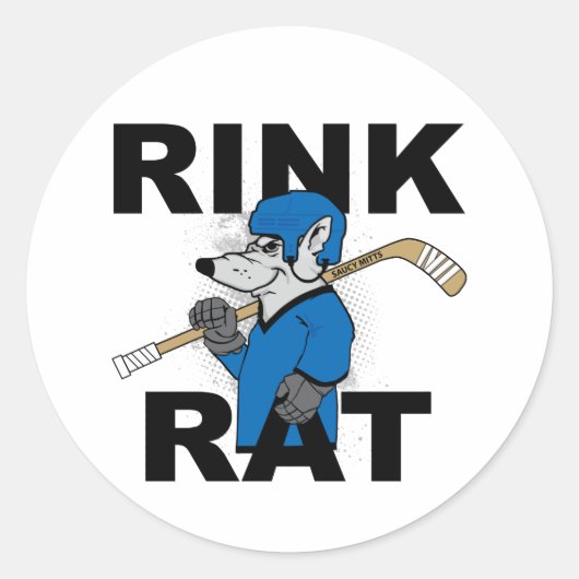 Blue Rink Rat Hockey Classic Round Sticker (Vorderseite)