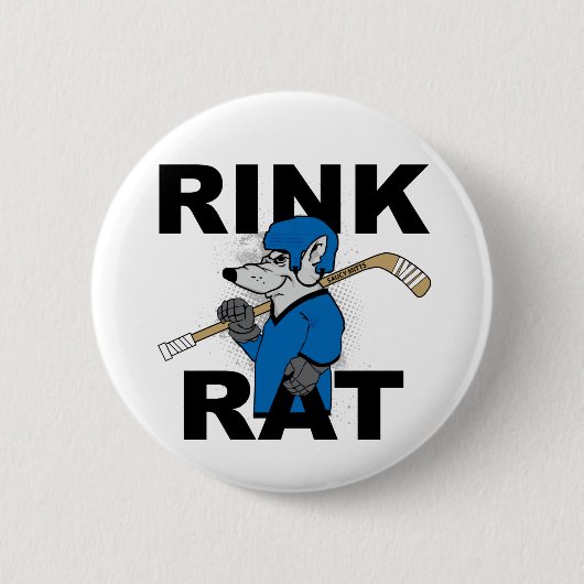 Blue Rink Rat Hockey Player Flare Button (Vorderseite)