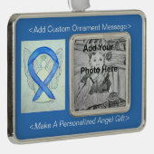 Blue River Awareness Ribbon Angel Ornament Rahmen-Ornament Silber (Rechts)