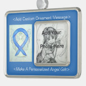 Blue River Awareness Ribbon Angel Ornament Rahmen-Ornament Silber (Links)