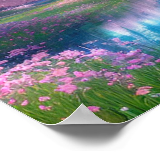 Blue River in Pink Paradise Poster (Ecke)