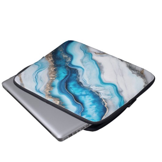 Blue River Marble Laptopschutzhülle (Vorne Knopf)