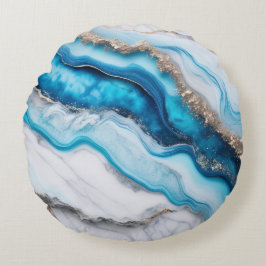 Blue River Marble Rundes Kissen