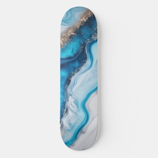 Blue River Marble Skateboard (Vorderseite)