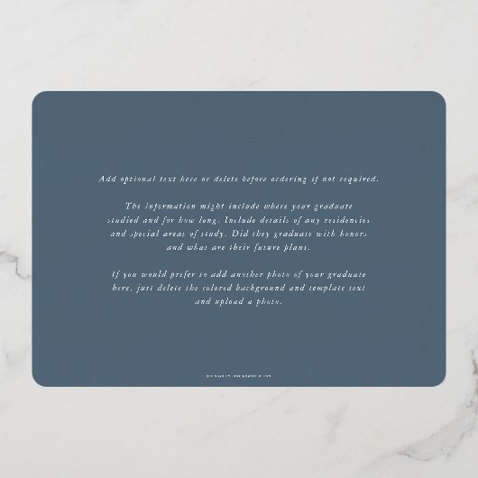 Blue RN Asclepius Abschluss Foto Ankündigung (Rückseite)