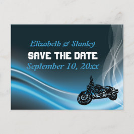 Blue Road Biker Hochzeit Save the Date Postcard Ankündigungspostkarte