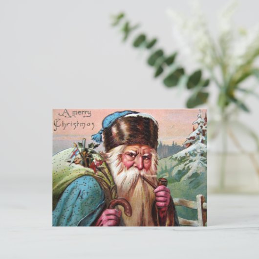Blue Robe Santa Claus Rauchen Pipe - Weihnachten (Stehend Vorderseite)