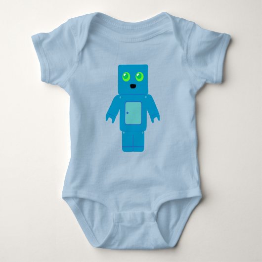 Blue Robot Baby Strampler (Vorderseite)