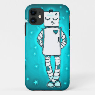 Blue Robot Girl iPhone Case