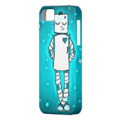 Blue Robot Girl iPhone Case (Rückseite Links)