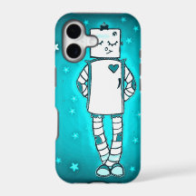 Blue Robot Girl iPhone Case