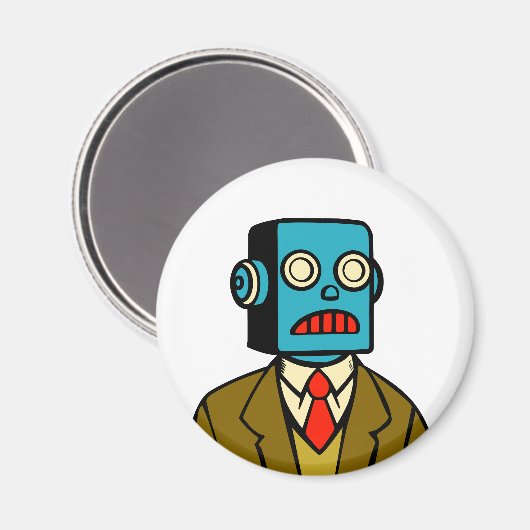 Blue Robot Magnet (Vorderseite/Rückseite)