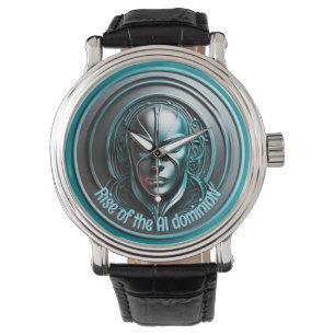 Blue Robot Mask - Aufstieg der AI dominioN Armbanduhr