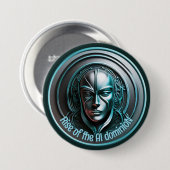 Blue Robot Mask - Aufstieg der AI dominioN Button (Vorne & Hinten)