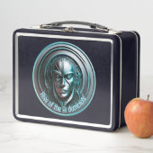 Blue Robot Mask - Aufstieg der AI dominioN Metall Brotdose (Beispiel)