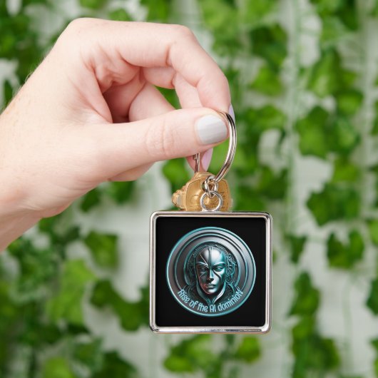 Blue Robot Mask - Aufstieg der AI dominioN Schlüsselanhänger (Hand)