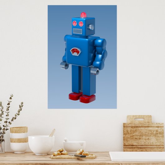 Blue Robot Poster (Küche)