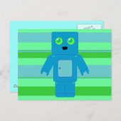 Blue Robot Postkarte (Vorne/Hinten)