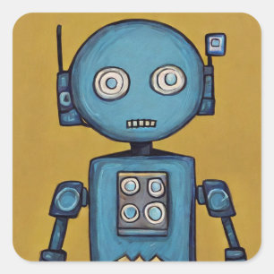 Blue Robot Quadratischer Aufkleber