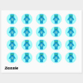 Blue Robot Runder Aufkleber (Blatt)