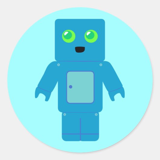 Blue Robot Runder Aufkleber (Vorderseite)