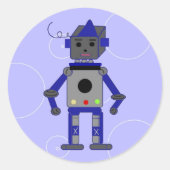 Blue Robot Runder Aufkleber (Vorderseite)