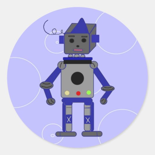 Blue Robot Runder Aufkleber (Vorderseite)