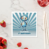 Blue Robot Thema 1. Geburtstag Serviette (Beispiel)