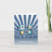 Blue Robot Thema Birthday Vielen Dank Dankeskarte (Vorderseite)