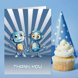 Blue Robot Thema Birthday Vielen Dank Dankeskarte