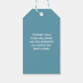 Blue Robot Thema Birthday Vielen Dank Geschenkanhänger (Rückseite)