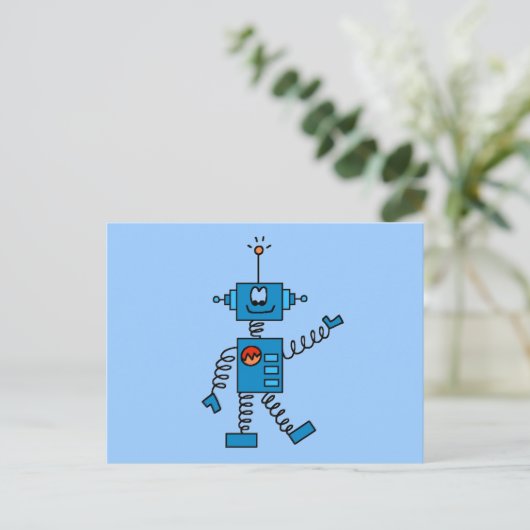 Blue Robot Tshirts und Geschenke Postkarte (Stehend Vorderseite)