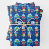 Blue Roboter Cooles Party für benutzerdefinierte K Geschenkpapier Set (Beispiel)