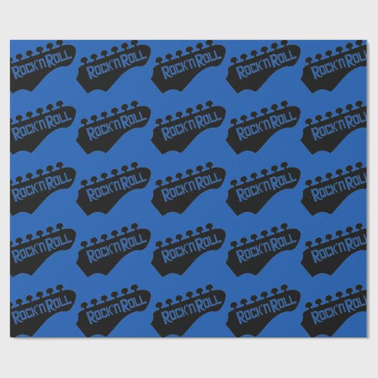 Blue Rock and Roll Guitar Pattern Geschenkpapier (Flach)