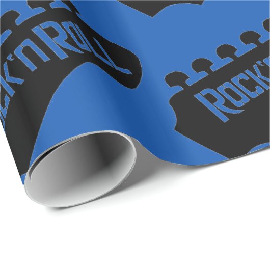 Blue Rock and Roll Guitar Pattern Geschenkpapier (Rolleneckpunkt)