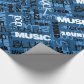 Blue Rock Pop R & B Music Text Geschenkpapier (Ecke)
