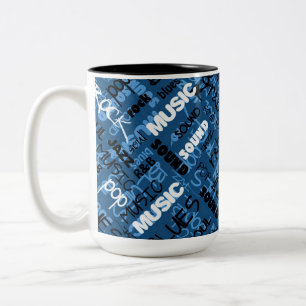 Blue Rock Pop R & B Music Text Tasse