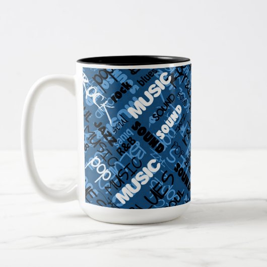 Blue Rock Pop R & B Music Text Tasse (Links)