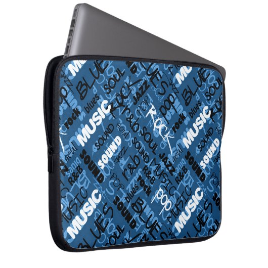 Blue Rock Pop R & B Musik Text Notebook-Sieb Laptopschutzhülle (Vorne Rechts)