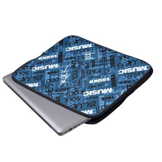 Blue Rock Pop R & B Musik Text Notebook-Sieb Laptopschutzhülle (Vorne Knopf)