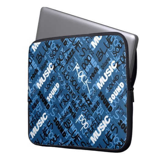 Blue Rock Pop R & B Musik Text Notebook-Sieb Laptopschutzhülle (Vorderseite Links)