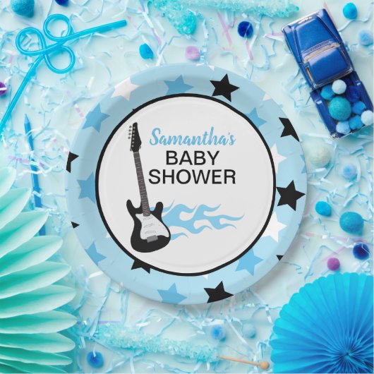 Blue Rock Star Gitarre Rock-a-Bye Rocker Rockstar Pappteller (Party)
