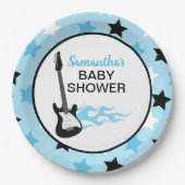 Blue Rock Star Gitarre Rock-a-Bye Rocker Rockstar Pappteller (Vorderseite)