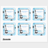 Blue Rock Star Gitarre SQUARE Gefälligkeitsaufkleb Quadratischer Aufkleber (Blatt)