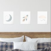 Blue Rocket Ship Moon Weltraum Kids Room Bilderwand Sets (Schlafzimmer)